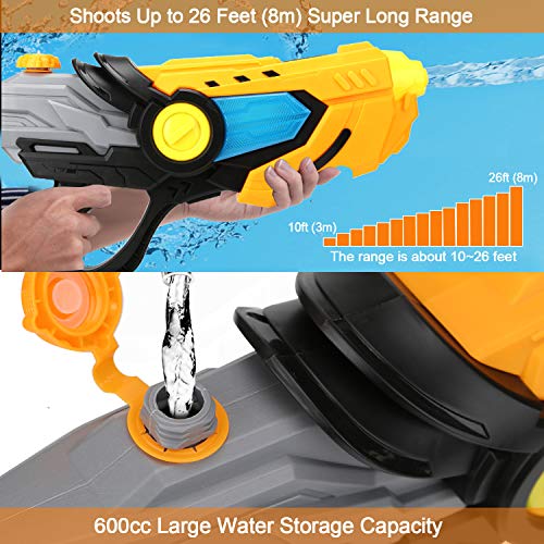 Electric Water Gun Squirt Guns Fully Automatic Water Blaster with Led Light High Capacity Long Range Waterproof Battery Cover for Kids Adult for Pool Party Outdoor Beach Water Fighting (Black)