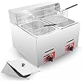 Commercial LPG Gas Deep Fryer with 10L*2 Basket and Lid Stainless Steel Countertop Propane-LPG GF-72 Propane (LPG) W/Metal Tube Home Kitchen