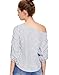 Romwe Women's Striped Off Shoulder 3/4 Sleeve Shirt Blouse