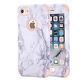 AOKER iPhone 7 Plus Case, iPhone 8 Plus Case, [Marble Design] Three Layer Shockproof Anti-Scratch Full-Body Protective Armor Defender Protective Case Cove for Apple iPhone 7 Plus /8 Plus (Rosegold)