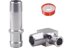 Baieasy Heater Hose Fittings, 3/4" Water Pump 1/2" NPT to 5/8" Hose Barb 90 Degree Connectors, Compatible with Chevy SBC Engi