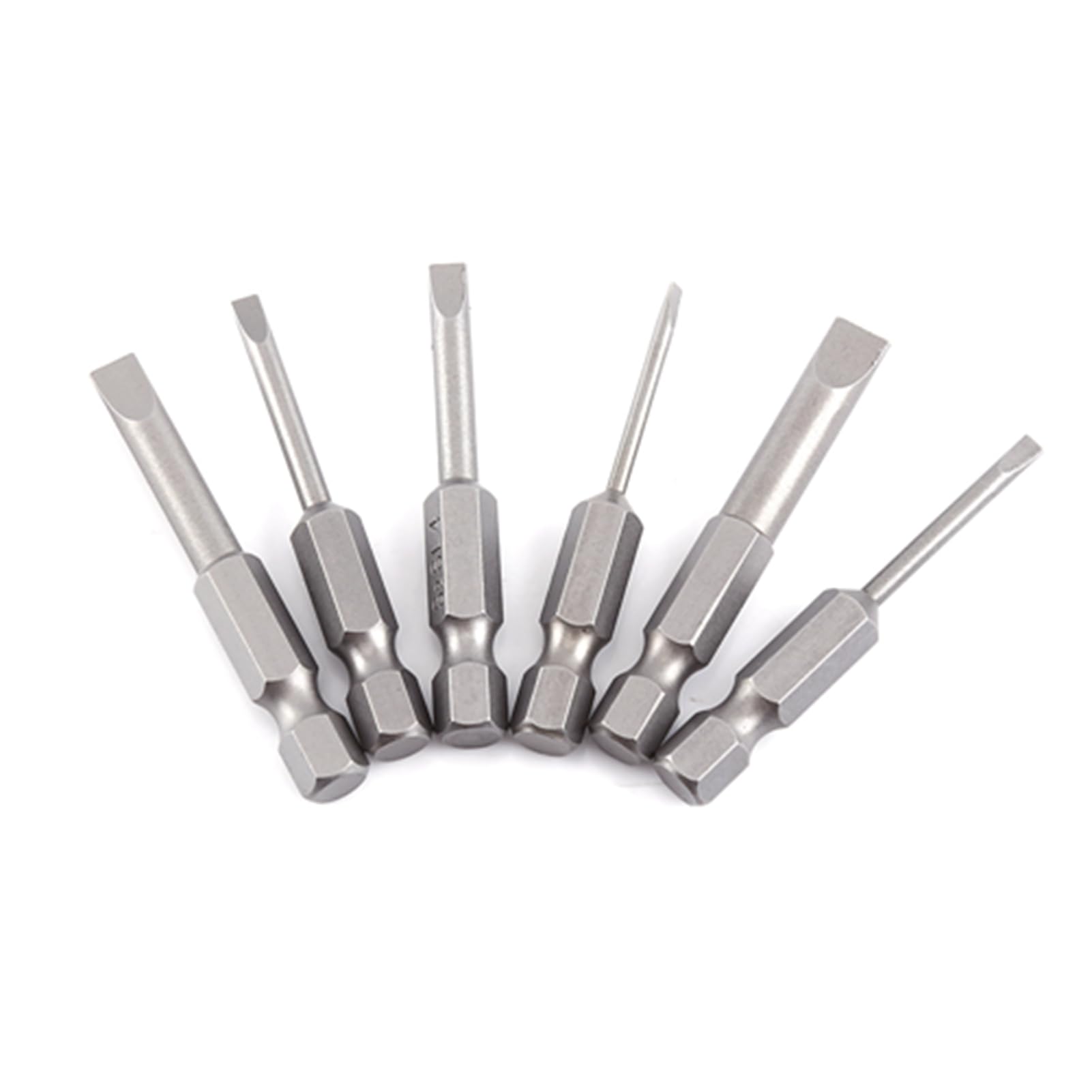 Slotted Bits, Fydun Slotted Screwdriver Bit Magnetic Hex Handle 6 Piece Single Word Head 2-6mm 50mm Long 0.25inch Hex Socket S2 Alloy Steel Flat Head Screwdriver