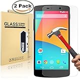 [2 Pack] Google Nexus 5 Screen Protector, MaxTeck 0.26mm 9H Tempered Shatterproof Glass Screen Protector Anti-Shatter Film for Google Nexus 5, 100% Touch Accurate - Lifetime Warranty