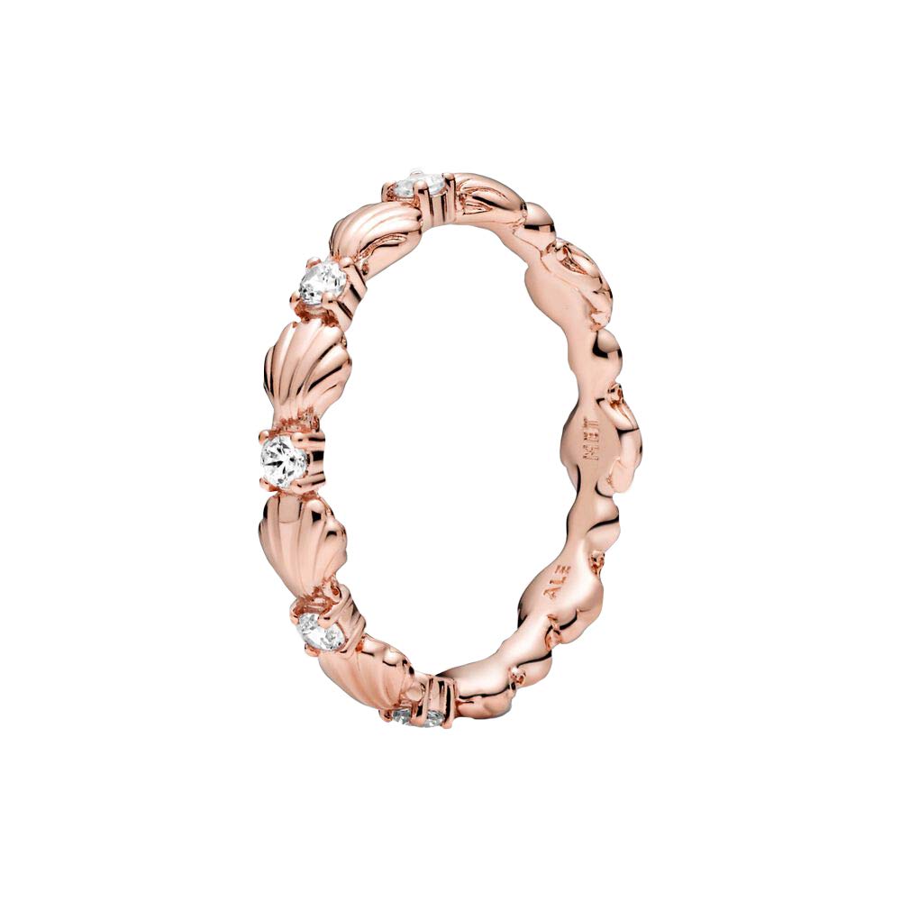 PANDORA Sparkling Shell Ring Rose Size 54, Sterling Silver Non-precious metal Sterling silver, Not applicable