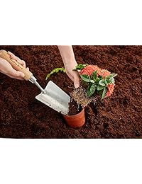 3 piezas de juego de herramientas de jardín de acero inoxidable con ergonómico mango de madera, pala/horquilla de jardinería y mano cultivador