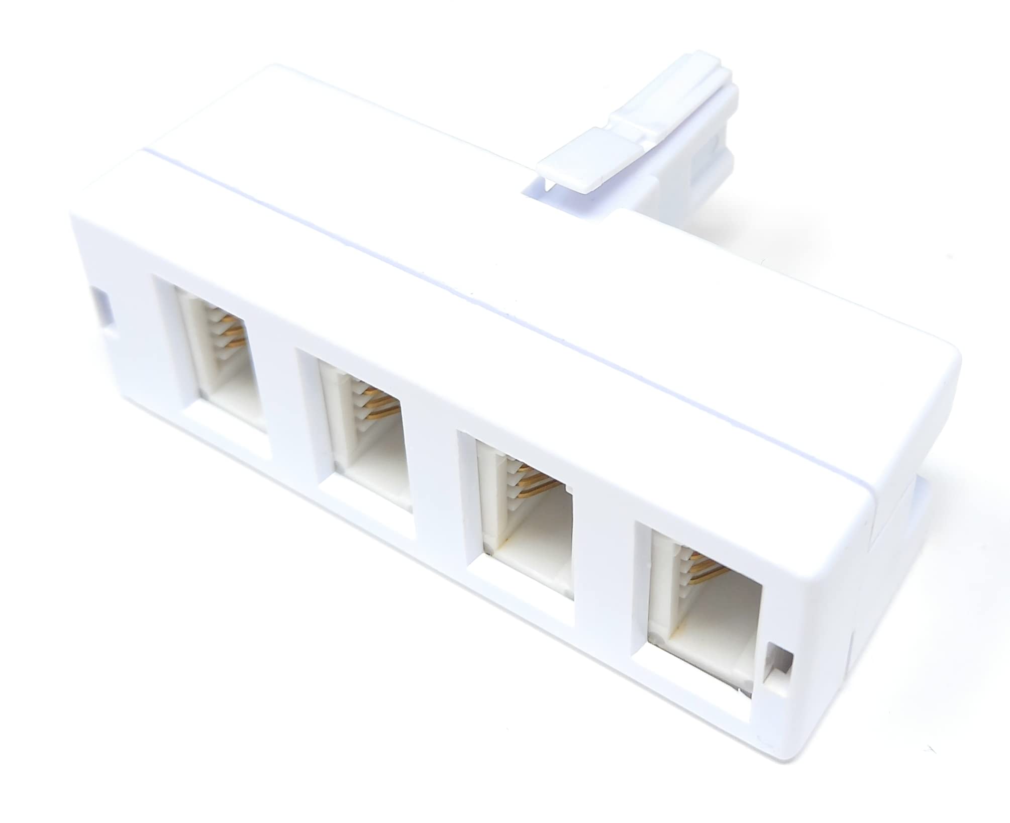 DRUT BT 1x BT Plug - 4x BT Sockets Telephone Splitter BT Phone Lines T Shaped Cable Adapter, White (Four Way)