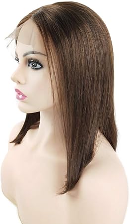 Amazon Co Jp ミラ14インチ 35センチメートルショートボブ100 本物の人間の髪の毛のレースフロントかつら黒人女性の前で摘み取ら 赤ちゃんの髪の色ミディアムブラウン4 Beauty