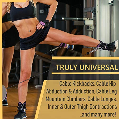 FIGHTECH Ankle Straps Cable Machine Attachment for Gym - Cable Kickback Ankle Straps - Padded Ankle Cuffs for Glute Kickbacks and Leg Workouts - Thumbnail 7