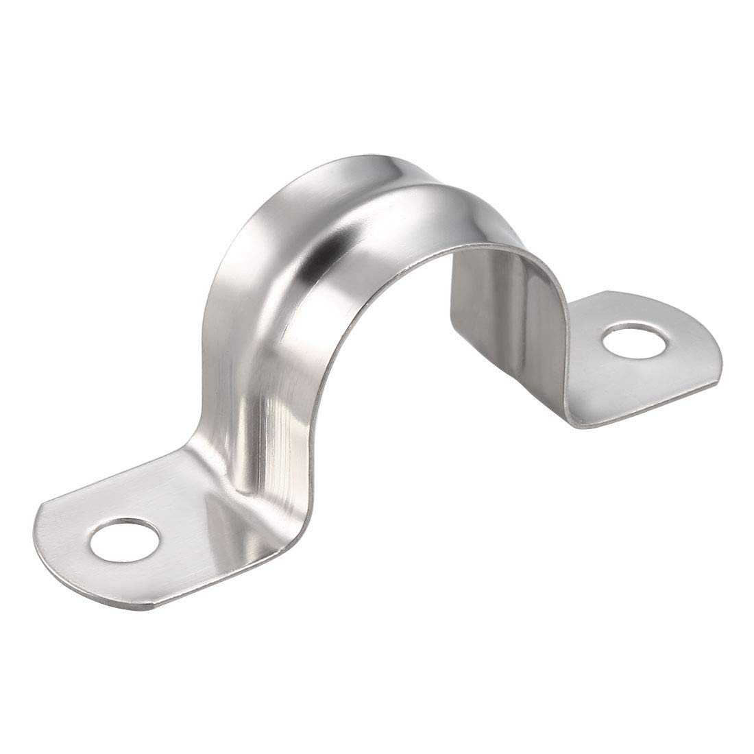 sourcing map 27mm(1.1") Rigid Pipe Strap, 2 Holes 304 Stainless Steel Tension Tube Clip Clamp 10pcs