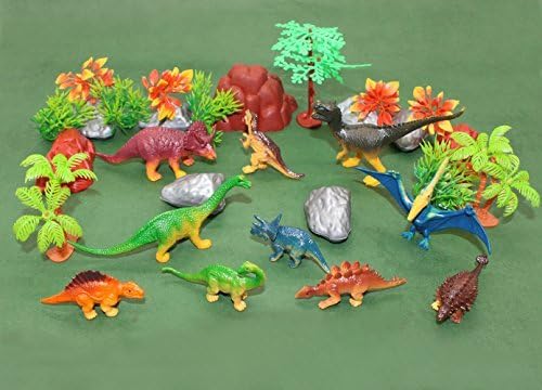 Educational Plastic Dinosaur Toys-Prehistoric Dinosaur World Sets with Plant and Volcanic