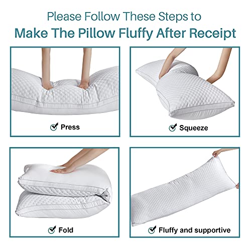 Oubonun Long Pillow for Bed, Adjustable Firm Body Pillow, Supportive Fluffy Large Pillow for