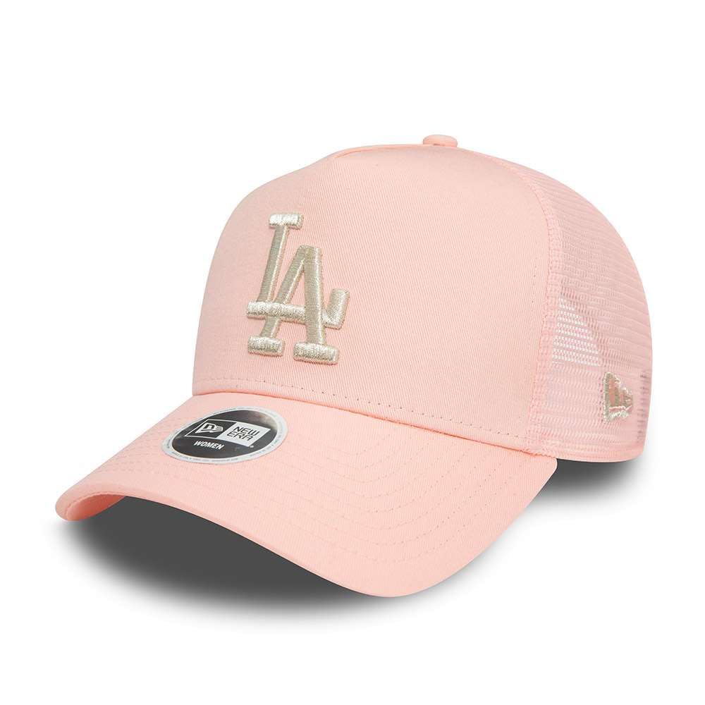 New Era Women's 9Forty Trucker Metallic Trucker MLB Los Angeles Dodgers Baseball Cap Hat Pastel Pink