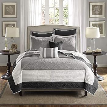 Madison Park MP13-1742 Attingham Coverlet Set Cal King Black, King/California King,