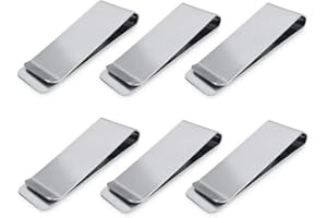 Cozihom Stainless Steel Money Clips, Money & Cards Holder, Minimalism Wallet Clips, Super Slim & Durable, Pack of 6