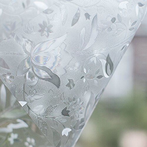 Leyden 24-by-72-Inch Cut Glass Tulips Pattern No-Glue 3D Static Decorative Glass Window Films