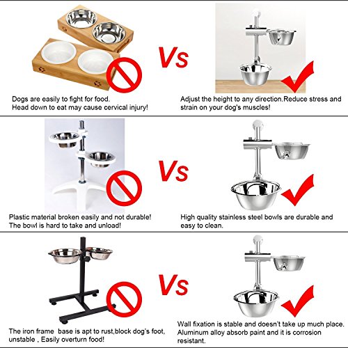Wowgo Elevated Double Dog Bowls Adjustable Diy Raised Dog Feeder