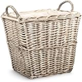 Wickerfield Square Rustic Log Basket Fireside Heavy Duty With Liner 42x42x40 cm view 6