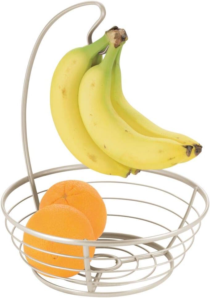 mDesign Modern Fruit Bowl with Hook for Bananas Large Fruit Basket