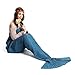 AOOK Homemade® X-Large Mermaid Tail Blanket Crochet, Warm Sofa Quilt Super Soft All Seasons Sleeping Blankets,Handmade Mermaid Tail Blanket for Adults,77''x38'' 195cmX95cm (Lake Blue)