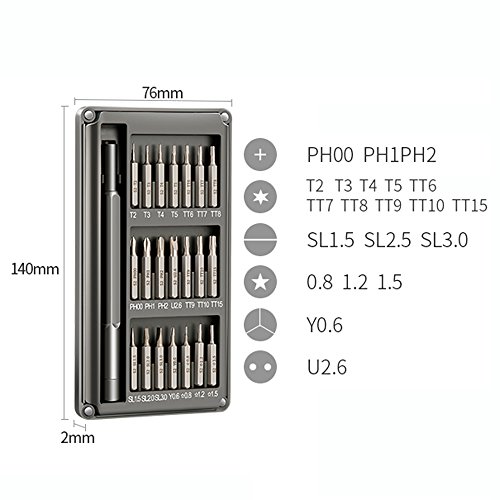 Electronic Screw Driver Set with Alloy S2 Strong Steel, Magnetic Craftsman Screwdrivers Smartphone Repair Tool Kit 22 Pcs for Fixing Eyeglasses, iPhone, MacBook, Watch, Camera, Laptop from FUJIWARA