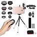 Cell Phone Camera Lens Kit,7 In 1 Clip On Iphone Lens Fisheye + Macro + Telephoto + 2 Wide Angle + CPL + Kaleidoscope Lens,Phone Mount + Tripod for Iphone X/8/7/6/6s plus Samsung & Most Android Phones