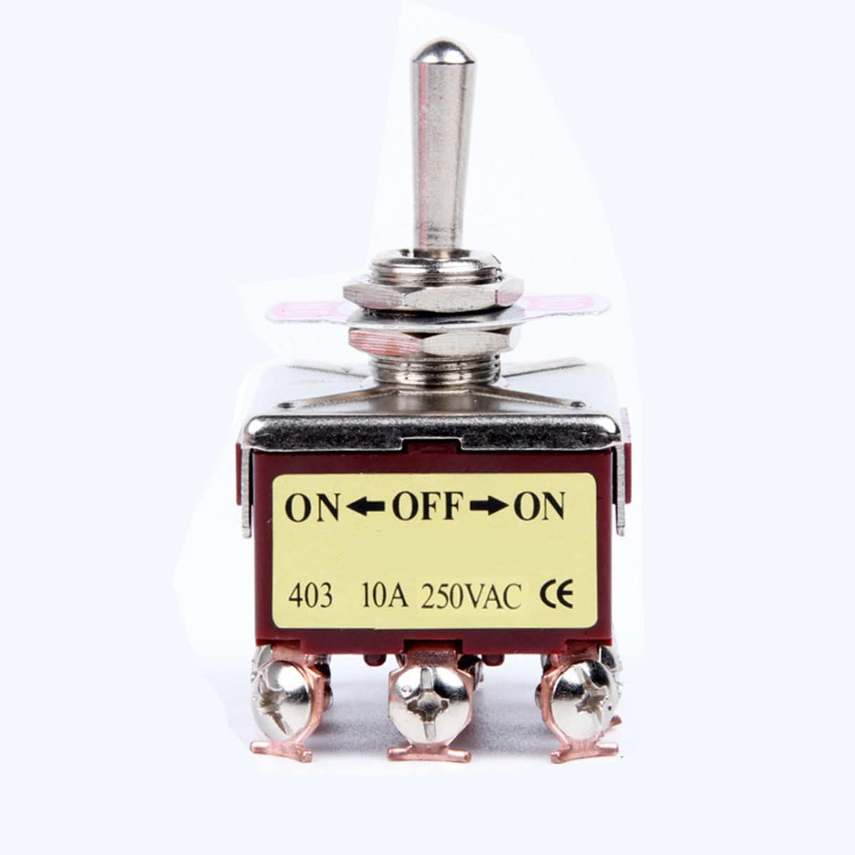Toggle Switch 250V 10A Momentary Automatic reset Switches ON/OFF/ON 12 Copper Pins 3 Position Metal Miniature Rocker Toggle Switch E-TEN-403