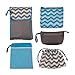 J.L. Childress Diaper Bag Organizing Pouches - Travel Organizer for Baby Accessories & Toiletries, Packing Essentials for Purse & Backpack, Waterproof Wet Bag, Personal Clutch - Set of 5, Grey/Chevron
