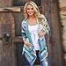 Meflying Women Casual 3/4 Sleeve Patchwork Asymmetry Hem Loose Long Cardigan Cardigans Blue