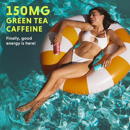 GORGIE Sugar Free Natural Energy Drinks, Sparkling Watermelon Crush (12 Pack) - Healthy Energy Drink - Natural Coffee Replacement with Green Tea Caffeine and Biotin, 150mg Caffeine, Vegan, Low Calorie