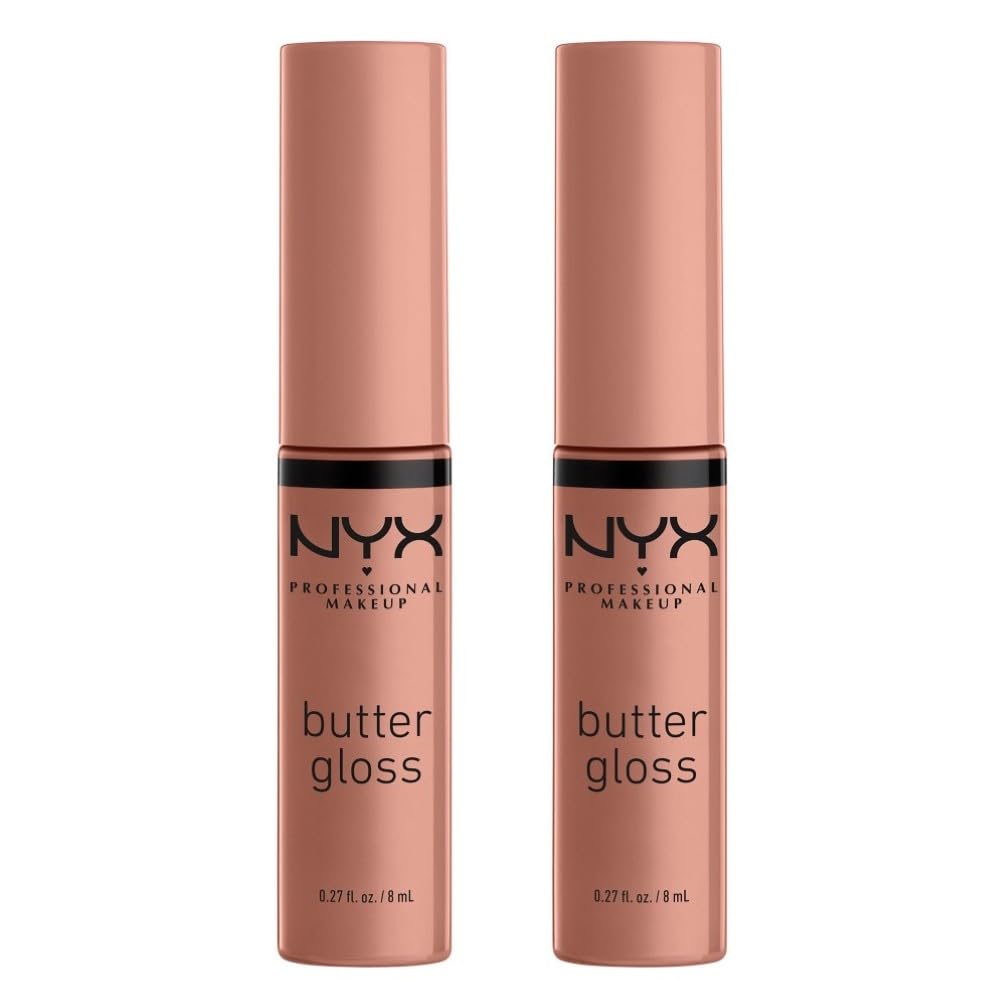 NYX Professional Makeup Butter Gloss, Non-Sticky Lip Gloss, Madeleine & Madeleine, Duo Pack