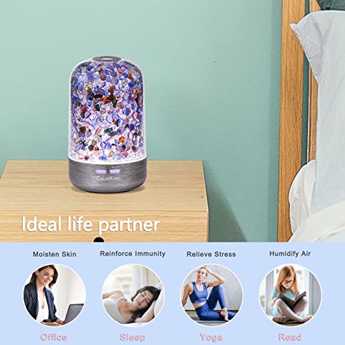 ZqLotXiao Essential Oil Diffusers - Blue Healing Crystal Aromatherapy Diffuser & Cool Mist Humidifier & 7 Colors LED Light ,120ml Ultrasonic Aroma Diffusers for Home Bedroom Small Room