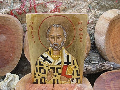 Byzantine icon of St Nicholas of Myra hand painted egg-temprera greek art