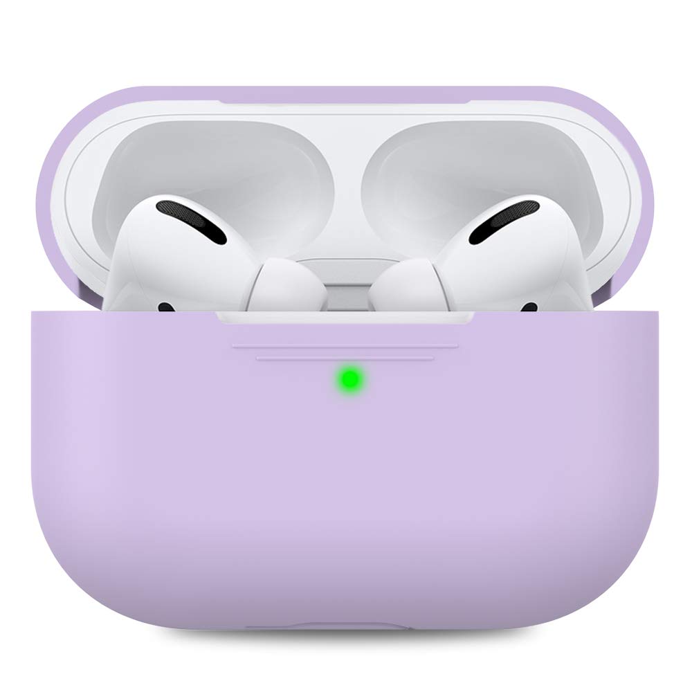 AHASTYLE AirPods Pro Case Protective Cover [Front LED Visible] Compatible with Apple AirPods Pro 2019 (Without Carabiner, Lavender)