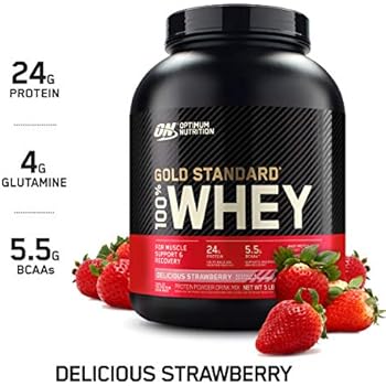 Optimum Nutrition Gold Standard 100% Whey Protein Powder, Delicious Strawberry, 5 Pound (Packaging May Vary)
