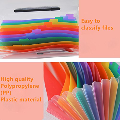 13 Pockets Portable File Folders, Plastic Expanding Accordion Folders ,A4 Expanding Document Folder with Handle, Plastic Expandable Accordion Organizer - Thumbnail 3