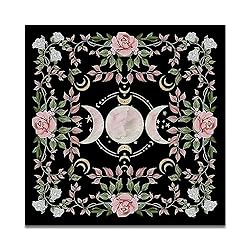 GIRTEXFA Moon Phase Altar Cloth Floral Tarot