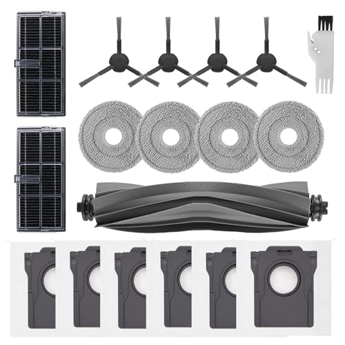 Spofan Accessories Spare Parts for Dreame L40 Ultra AE, L10s Ultra Gen 2, L10s Pro Ultra, Mova E30 Ultra Robot Vacuum Cleaner, 1 Main Brush, 2 Filters, 4 Side Brushes, 4 Mop Cloths, 6 Bags