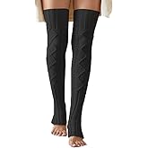 SherryDC Women's Cable Knit Thigh High Leg Warmer Socks Over Knee High Footless Boot Stockings