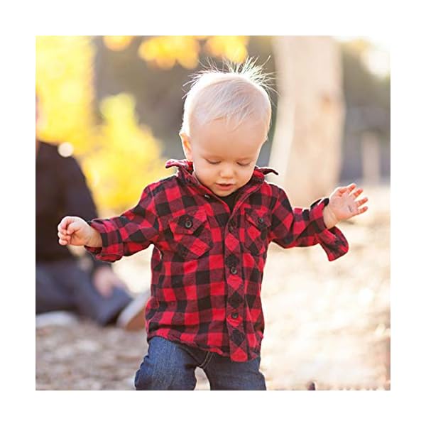 Toddler Big Boys Girls Mens Womens Plaid Flannel Long Sleeve T-Shirt Family Matching Tops - Image 3