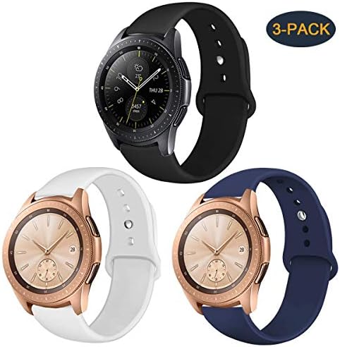 Band for Galaxy Watch Active Bands Garmin Vivoactive 3 Band,20mm Silicone Replacement Sport Strap Band Compatible for Samsung Galaxy Watch 42mm Band (Z(Black,White,Midnight Blue), Small)