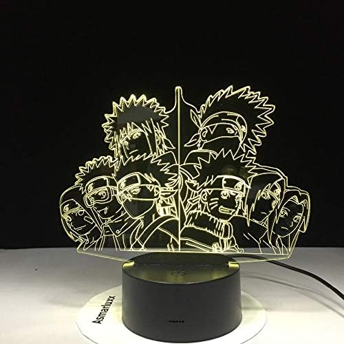 Hnfslz Naruto Group Kakashi Minato Sasuke Obito 3D Led Light 7 Color Changing Home Decor Table Lamp Visual Night Light Touch Remote
