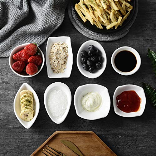 Dipping Sauce Dishes ,Round Soy Sauce Dipping Bowls, Dipping Bowls, Porcelain Watercolor Palette - 12 Packs, White, 1 oz - Thumbnail 3