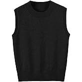 jinghuiyue Women's Sweater Vest Crew Neck Sleeveless Pullover Sweater Classic Basic Solid Ribbed Knit Tank Tops