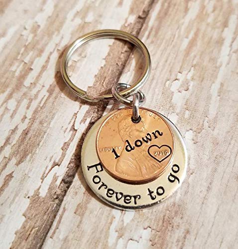 1 Year Down and Forever To Go 1st Anniversary Coin Key Chain Lucky 2018 Copper Penny