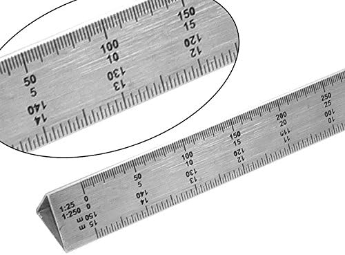 SHIVIRA Stainless Steel Triangle Scale Ruler, 30 cm long