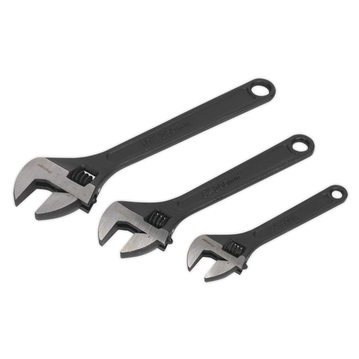Sealey Ak607 Adjustable Wrench Set 3Pc Rust Resistant
