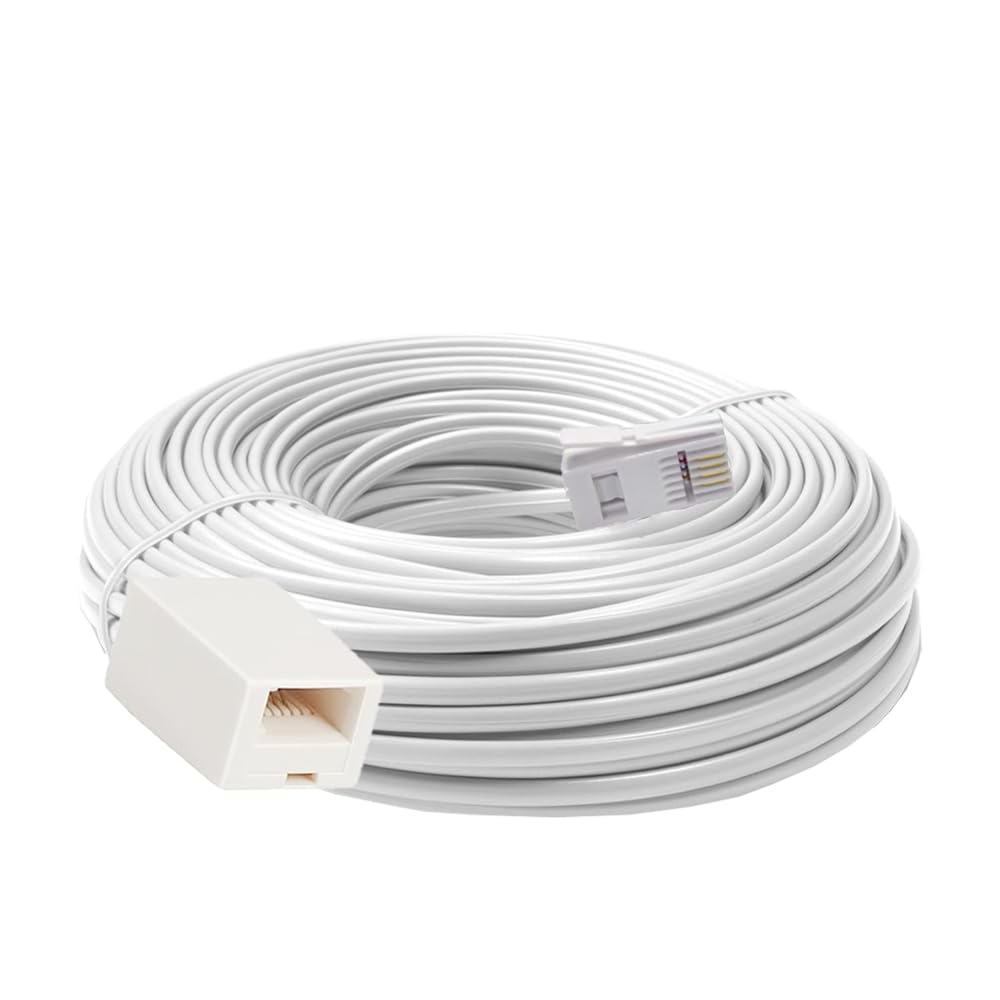 XINTONG Telephone Extension Cable 20M,Phone Extension Cord,Phone Line for UK Landline Phone,Compatible with BT&RJ11 Home and Office Fax, Wired Phone