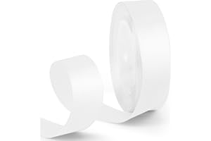 HimBen 1 Inch 25 Yards Satin Ribbon White, Solid Color Fabric Ribbon for Gift Wrapping, Wedding, Polyester Gift Ribbon for Birthday Party Decoration, Craft, Hair, Floral, Sewing