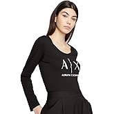 Armani Exchange Womens Basic Scoop Neck Long Sleeved Tee with Logo on Chest