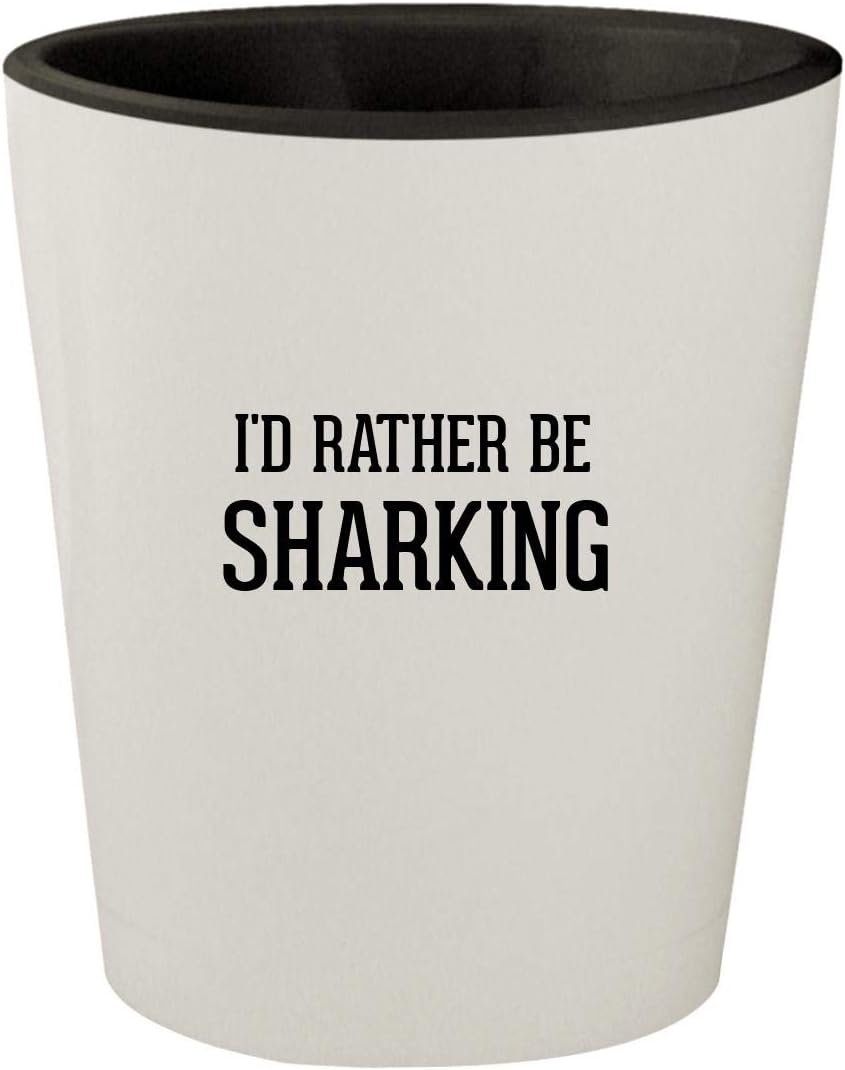I'd Rather Be SHARKING - White Outer & Black Inner Ceramic 1.5oz Shot Glass